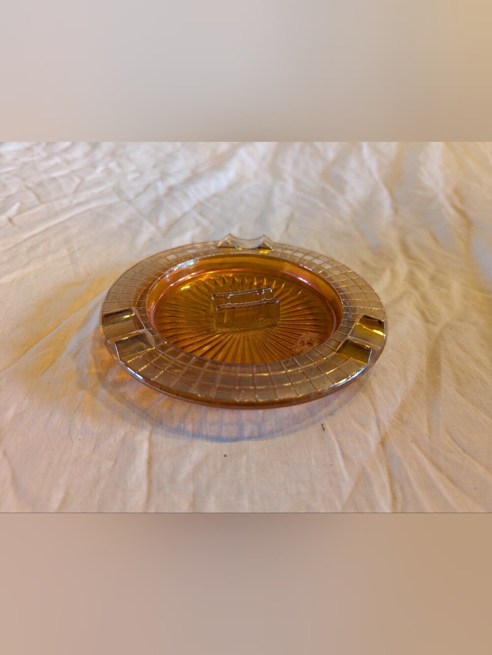 2/30$ Vintage Amber Glass Ashtray - Golden Amber Accent